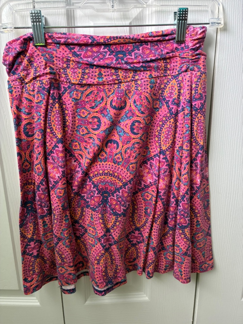 Dakini Pink Paisley-Print Circle Skirt with Fuchsia Accents